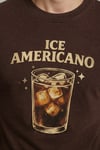 Kahverengi Ice Americano Kahve Baskılı Unisex Tişört