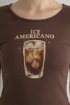 Kahverengi Ice Americano Kahve Baskılı Kısa Kollu Crop