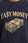 Lacivert Yıkamalı Retro Erkek Easy Money Baskılı Tişört