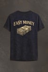 Lacivert Yıkamalı Retro Erkek Easy Money Baskılı Tişört
