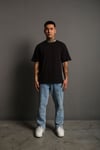 Oversize Siyah Baskısız Unisex Tişört