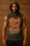 Siyah Erkek Kapüşonlu Antrenman Sporcu Atleti Oversize Yıkamalı RockThatBody Baskılı Kolsuz T-Shirt