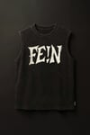 Siyah Erkek Pamuklu Antrenman Sporcu Atleti Oversize Yıkamalı FE!N Baskılı Kolsuz T-Shirt