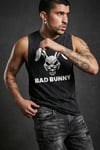 Siyah Erkek Pamuklu Antrenman Sporcu Atleti Oversize Yıkamalı Bad Bunny Baskılı Kolsuz T-Shirt