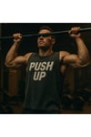 Siyah Erkek Pamuklu Antrenman Sporcu Atleti Oversize Yıkamalı Push Up Baskılı Kolsuz T-Shirt