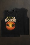 Siyah Erkek Pamuklu Vintage Sporcu Atleti Oversize Yıkamalı Afro House Baskılı Kolsuz T-Shirt