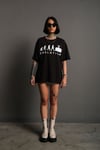 Siyah Oversize Evolution Baskılı Unisex Tişört