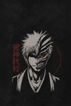 Siyah Yıkamalı Bleach Anime Ichigo Hollow Mask Unisex T-Shirt