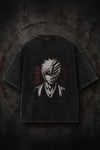 Siyah Yıkamalı Bleach Anime Ichigo Hollow Mask Unisex T-Shirt