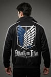 Anime Attack on Titan Haki Yeşil Unisex Kolej Ceket Şeritli Kalın 3 İplik Şardonlu Premium Ceket - Hırka & Sweatshirt