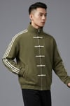 Anime Attack on Titan Haki Yeşil Unisex Kolej Ceket Şeritli Kalın 3 İplik Şardonlu Premium Ceket - Hırka & Sweatshirt