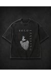 Anime Solo Leveling Sung Jin-woo Unisex Siyah Yıkamalı Retro Tişört - T-Shirt
