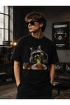 Çiğ Köfte Yiyen Cool Rakun Baskılı Funny Meme Siyah Unisex Pamuklu Tişört - T-Shirt