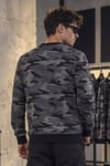 Erkek Gri Siyah Kamuflaj Desenli Bisiklet Yaka Uzun Kollu 2 İplik Sweatshirt - Hırka & Sweatshirt