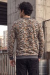 Erkek Kahverengi Bej Gri Kamuflaj Desenli Bisiklet Yaka Uzun Kollu 2 İplik Sweatshirt - Hırka & Sweatshirt