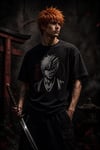 Siyah Yıkamalı Bleach Anime Ichigo Hollow Mask Unisex T-Shirt - T-Shirt