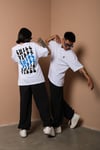 Unisex Beyaz Oversize Chill Vibes Baskılı Techno Tişört