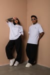 Unisex Beyaz Oversize Consciousness (BİLİNÇ) Baskılı Techno T-shirt