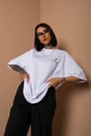 Unisex Beyaz Oversize Consciousness (BİLİNÇ) Baskılı Techno T-shirt