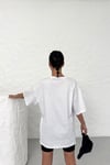 Unisex Beyaz Oversize Techno Maymun Baskılı Tişört