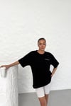 Unisex Siyah Oversize Halı Kilim Travel Desenli Techno Tişört