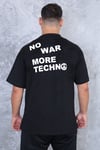 Unisex Siyah Oversize No War More Techno Baskılı Tişört