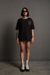 Unisex Siyah Oversize Ördek Baskılı Techno Tişört