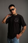 Unisex Siyah Oversize Ördek Baskılı Techno Tişört