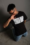 Unisex Siyah Oversize Techno Baskılı Tişört