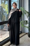 Broş Detaylı Pantolonlu Takım - Siyah