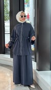İnci Detaylı Tencel Pantolonlu Takım - İndigo