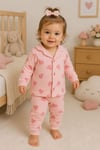 Kalp Desenli Kız Bebek Pijama Takımı – Pembe