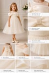 Kız Çocuk Fiyonk Detaylı Tül Abiye Elbise - Ekru