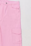 Kız Çocuk Gabardin Kargo Pantolon – Pembe (9-14 Yaş)