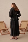 Reglan Kollu Bağlama Detaylı Gömlek - Siyah