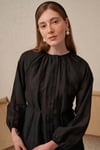 Reglan Kollu Bağlama Detaylı Gömlek - Siyah