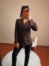 Jessica Kumaş Önü Volanlı Uzun Kollu Gömlek-Acıkahve