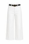 KEMERLİ WIDE LEG JEAN - BEYAZ