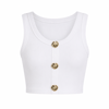 MAYA GOLD DÜĞMELİ CROP - BEYAZ