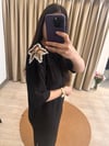 OMZU YILDIZ DETAYLI İPK MİDİ ELBİSE