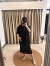 OMZU YILDIZ DETAYLI İPK MİDİ ELBİSE
