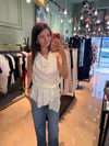 DEGAJE YAKA ASİMETRİK KESİM SATEN BLUZ