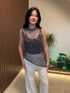 İÇİ ASTARLI PULLU ASİMETRİK BLUZ