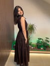 OMUZ BAĞLAMALI KATLI MAXİ ELBİSE