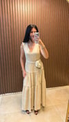 OMUZ BAĞLAMALI KATLI MAXİ ELBİSE