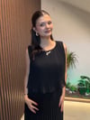 SIFIR YAKA PİLİSELİ UZUN ŞİFON ELBİSE