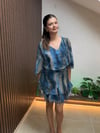 V Yaka Batik Şifon Elbise