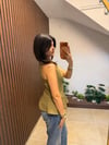 YEŞİL KOLSUZ PEPLUM BLUZ