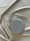 Gümüş Simli Yuvarlak Abiye Clutch Çanta