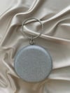 Gümüş Simli Yuvarlak Abiye Clutch Çanta